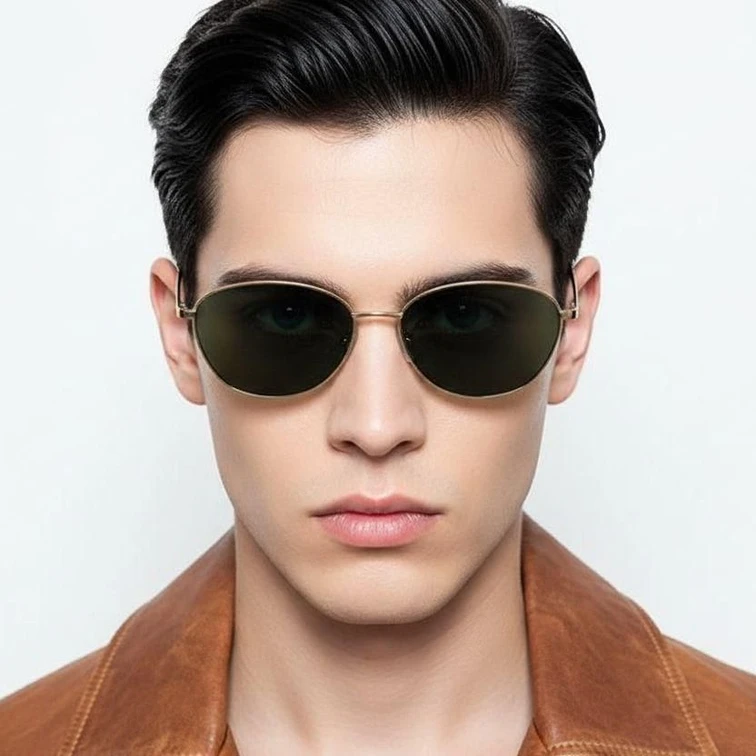 Gafas de sol ovaladas de metal dorado #BS0824-0009
