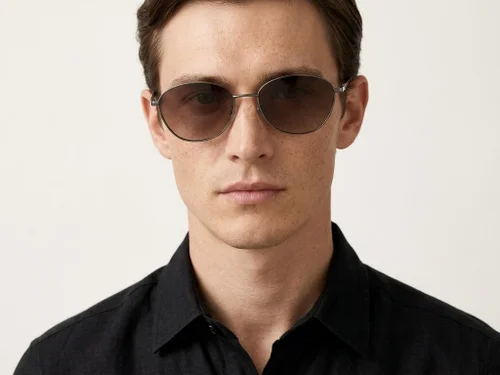 Lunettes de soleil ovales en métal doré #BS0824-0010