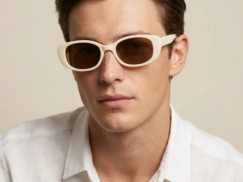 Lunettes de soleil ovales crème TR90 #BS0824-0015