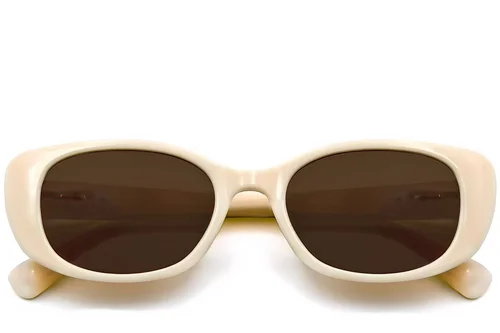 Lunettes de soleil ovales crème TR90 #BS0824-0015
