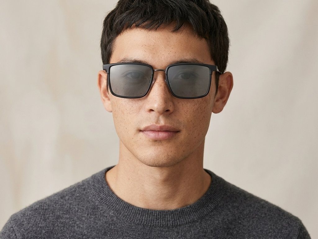 Rectangular Black Metal Sunglasses #BS0824-0017