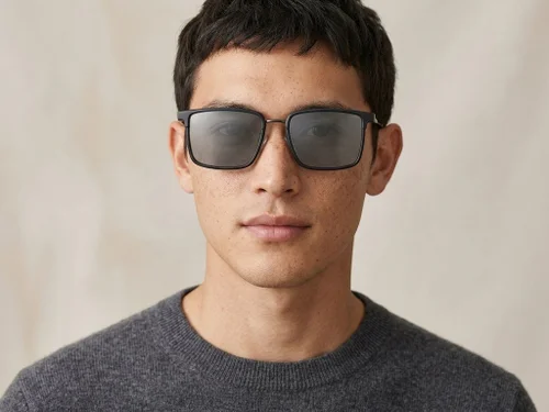 Lunettes de soleil rectangulaires en métal noir #BS0824-0017