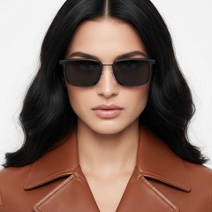 Rectangular Black Metal Sunglasses #BS0824-0017