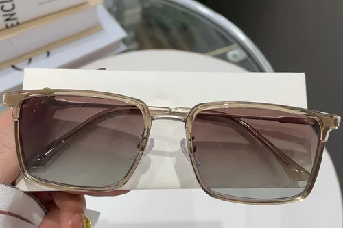 Lunettes de soleil rectangulaires en métal marron #BS0824-0020