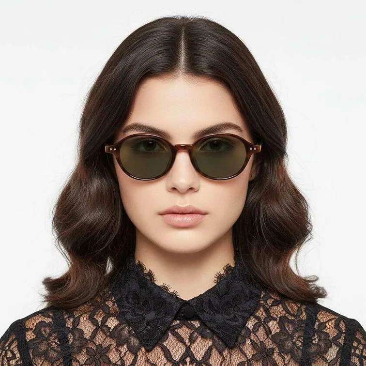 Lunettes de soleil ovales écaille de tortue TR90 #BS0824-0022