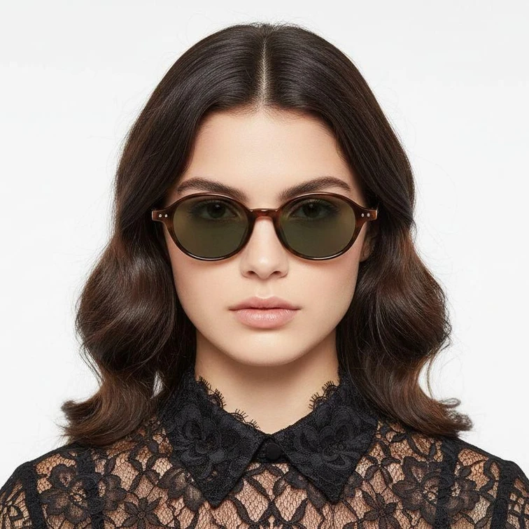 Gafas de sol ovaladas TR90 con diseño de carey #BS0824-0022