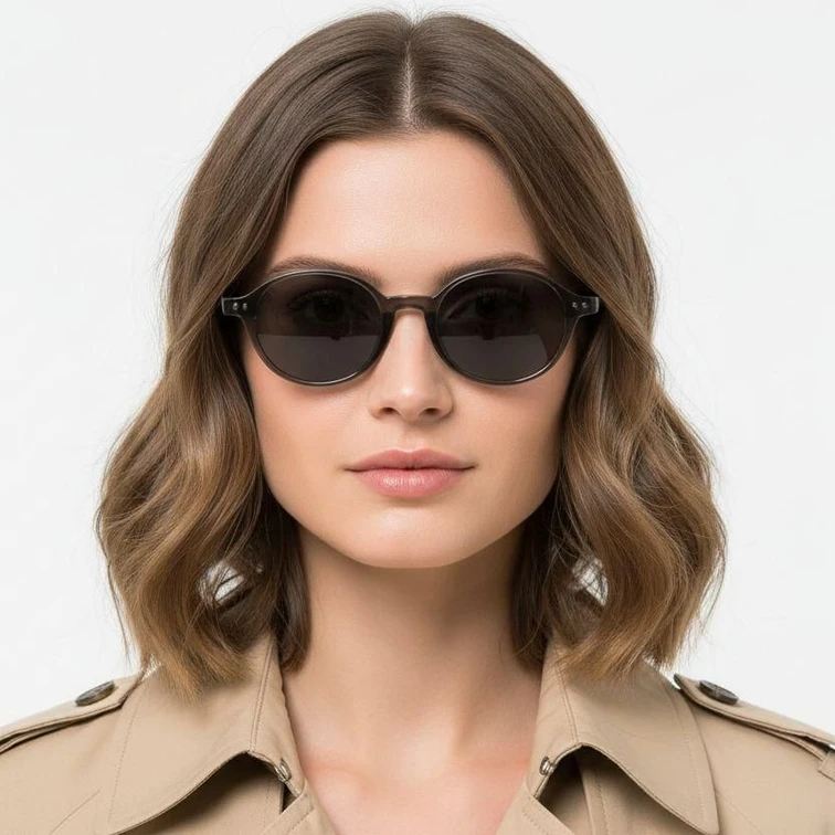 Ovale graue TR90-Sonnenbrille #BS0824-0023