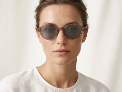 Lunettes de soleil ovales marron TR90 #BS0824-0024
