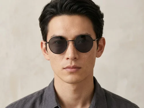 Lunettes de soleil ovales en métal noir #BS0824-0031