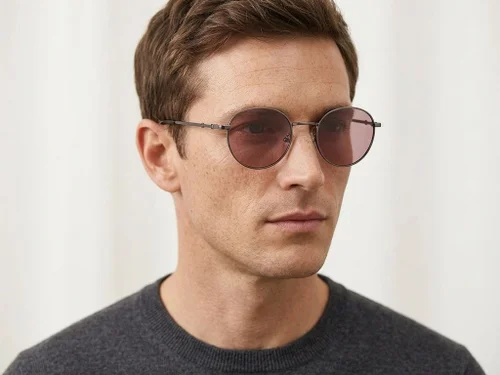 Lunettes de soleil ovales en métal gris #BS0824-0032