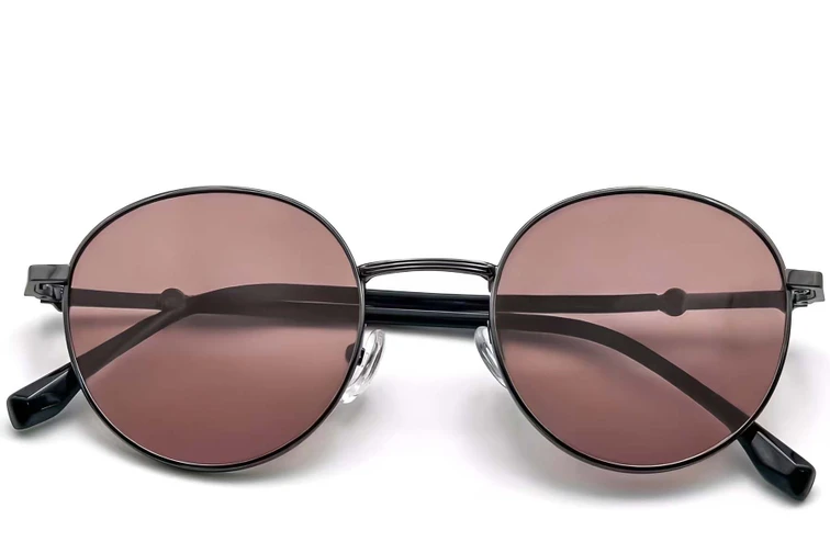 Ovale Sonnenbrille aus grauem Metall #BS0824-0032
