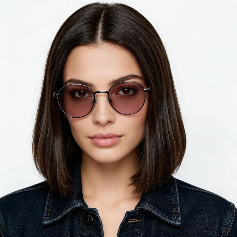 Oval Grey Metal Sunglasses #BS0824-0032