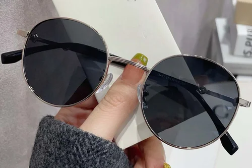 Lunettes de soleil ovales en métal doré #BS0824-0033
