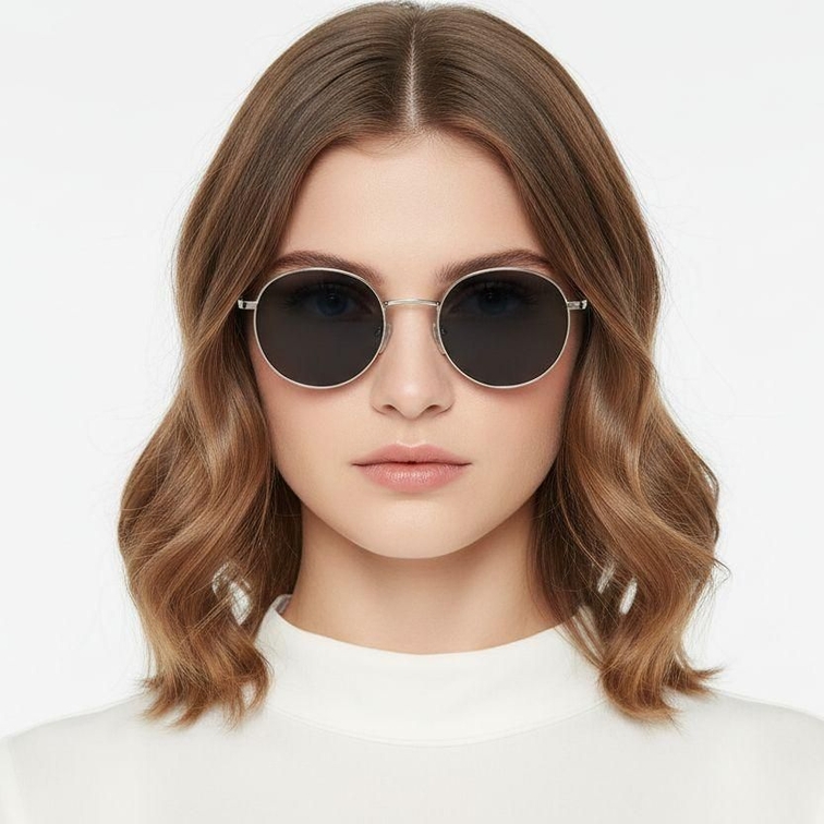 Gafas de sol ovaladas de metal dorado #BS0824-0033