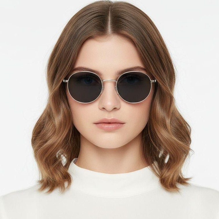 Gafas de sol ovaladas de metal dorado #BS0824-0033