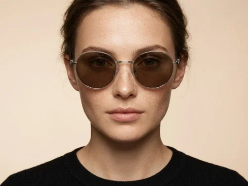 Lunettes de soleil ovales en métal argenté #BS0824-0034