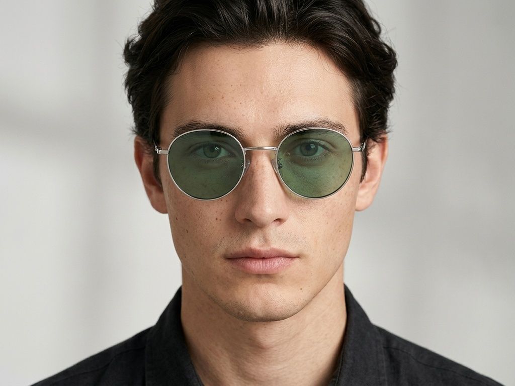 Lunettes de soleil ovales en métal doré #BS0824-0035