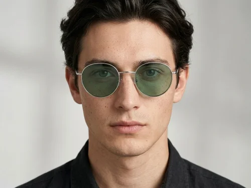 Lunettes de soleil ovales en métal doré #BS0824-0035