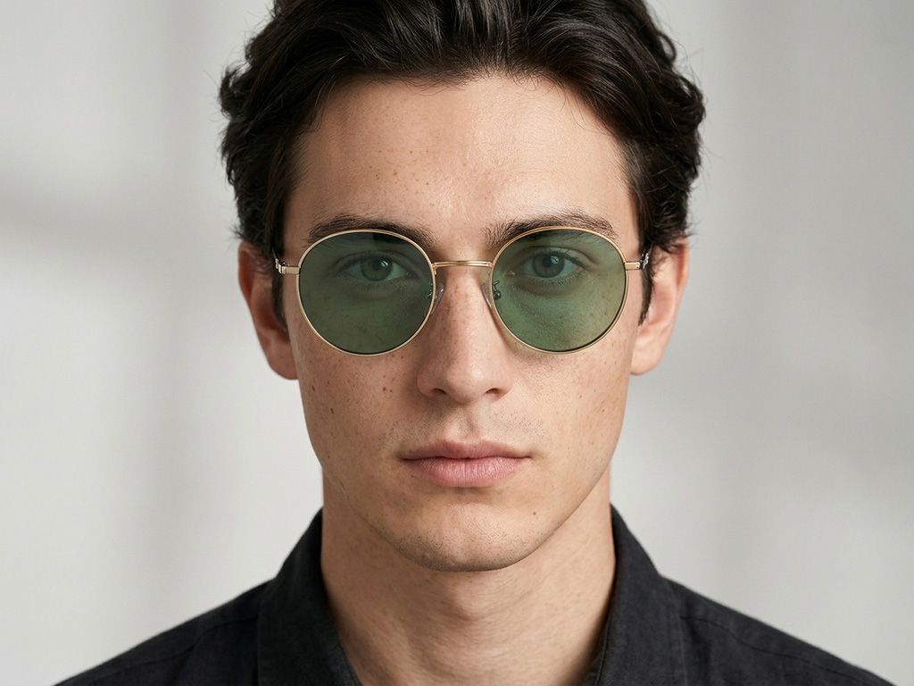 Lunettes de soleil ovales en métal doré #BS0824-0035