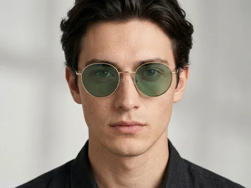 Lunettes de soleil ovales en métal doré #BS0824-0035