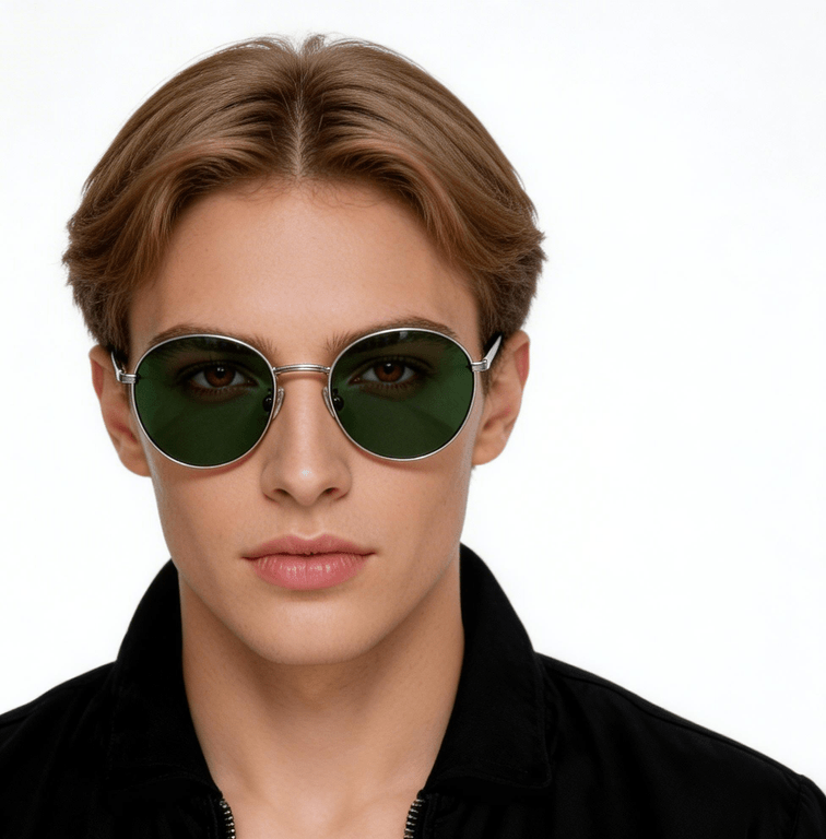 Gafas de sol ovaladas de metal dorado #BS0824-0035