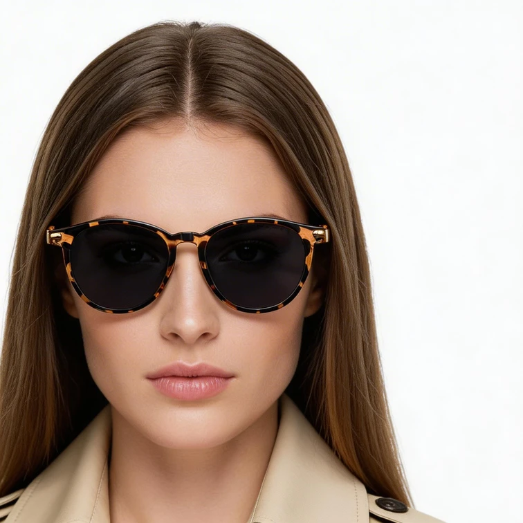 Oval Tortoiseshell TR90 Sunglasses #BS0824-0043