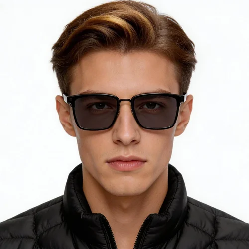 Lunettes de soleil rectangulaires noires TR90 #BS0824-0056