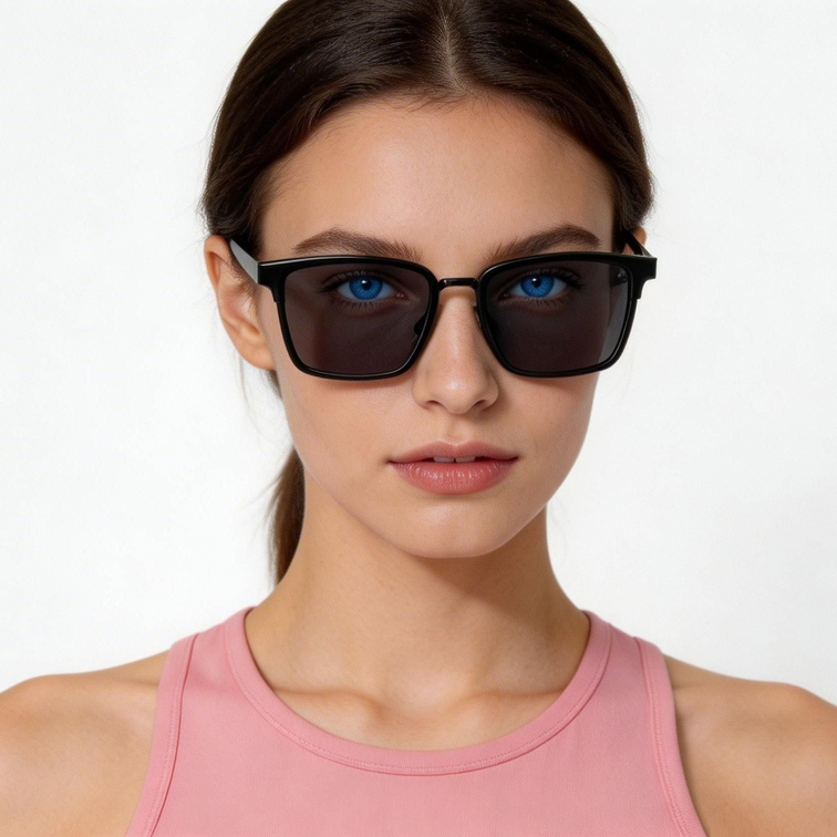 Gafas de sol rectangulares TR90 negras #BS0824-0058