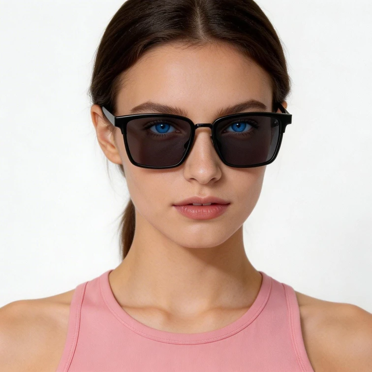 Gafas de sol rectangulares TR90 negras #BS0824-0058