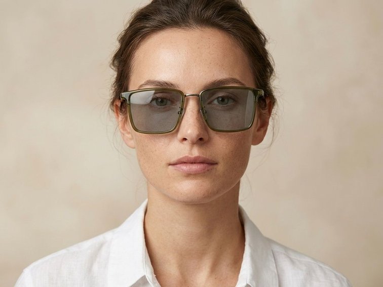 Rectangular Green TR90 Sunglasses #BS0824-0059