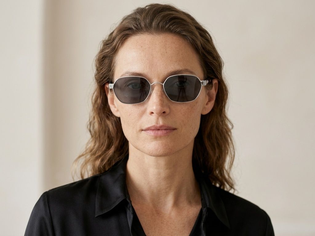 Lunettes de soleil géométriques en métal argenté #BS0824-0066