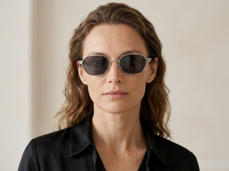 Lunettes de soleil géométriques en métal argenté #BS0824-0066