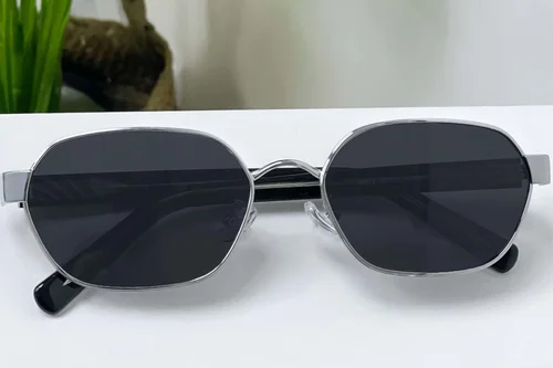 Lunettes de soleil géométriques en métal argenté #BS0824-0066
