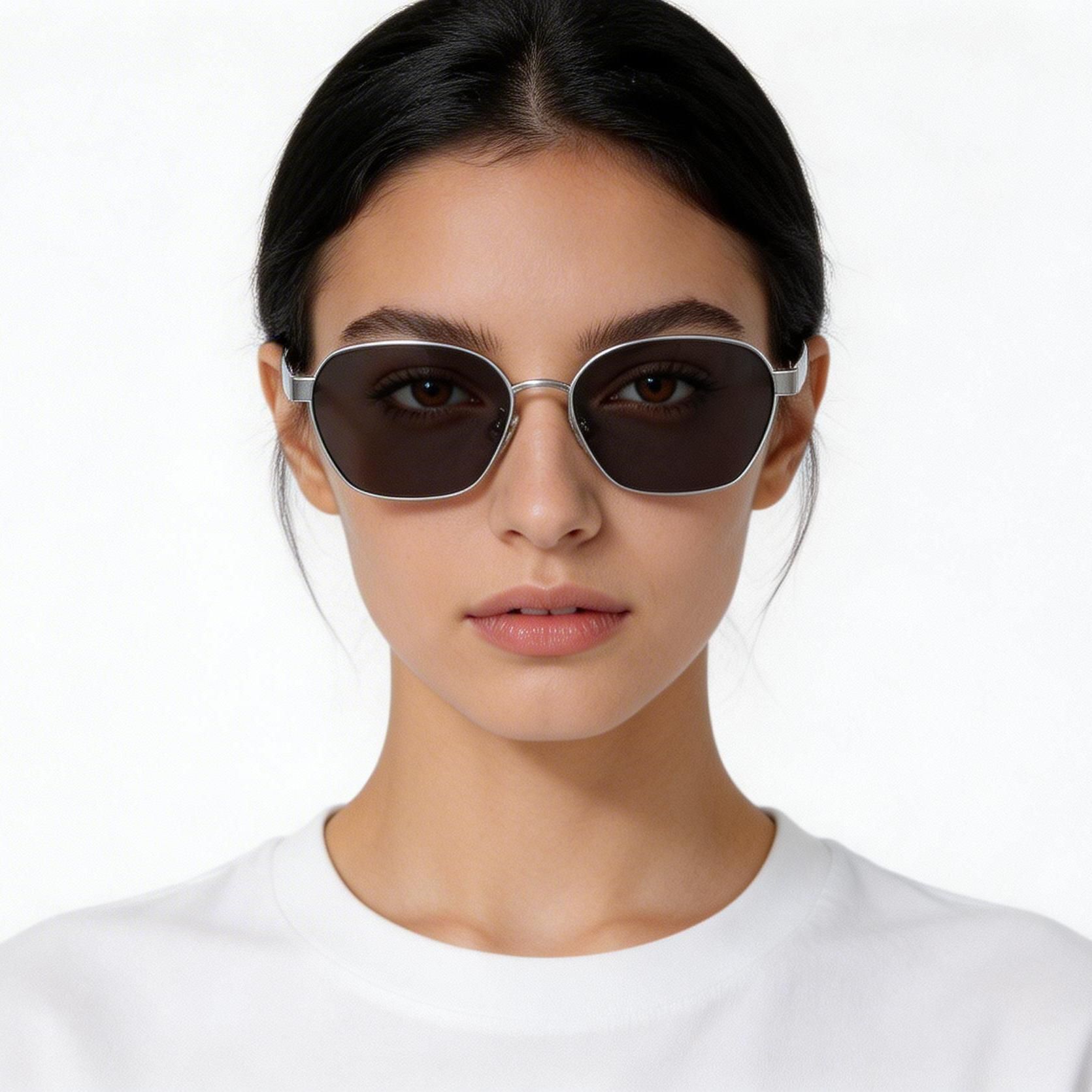 Geometric Silver Metal Sunglasses #BS0824-0066