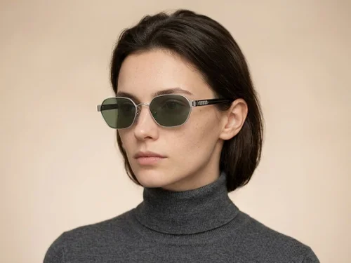 Lunettes de soleil géométriques en métal argenté #BS0824-0067