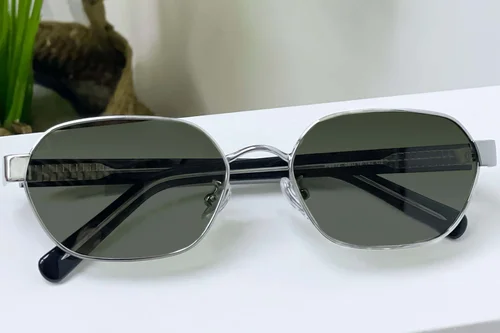 Lunettes de soleil géométriques en métal argenté #BS0824-0067
