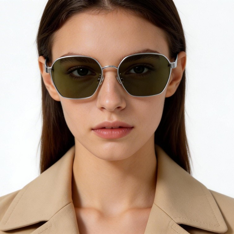 Geometric Silver Metal Sunglasses #BS0824-0067
