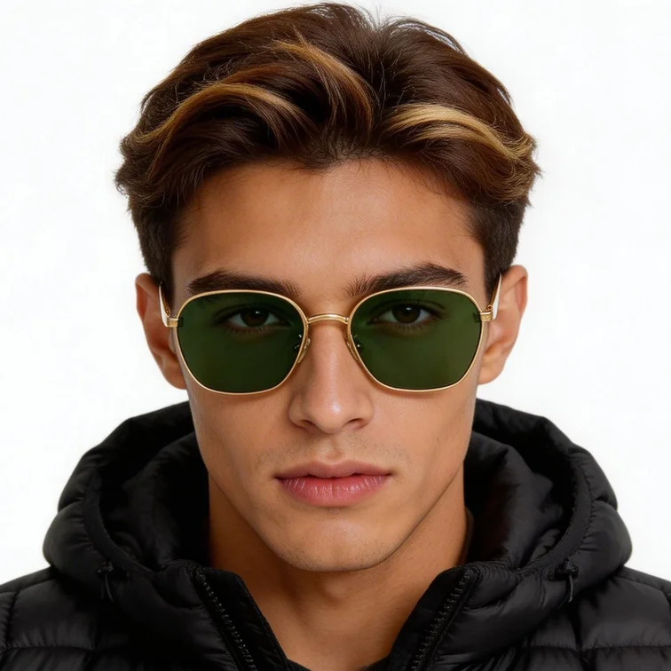Lunettes de soleil géométriques en métal doré #BS0824-0068