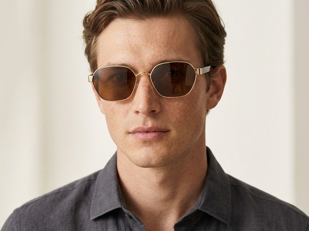 Geometric Golden Metal Sunglasses #BS0824-0069