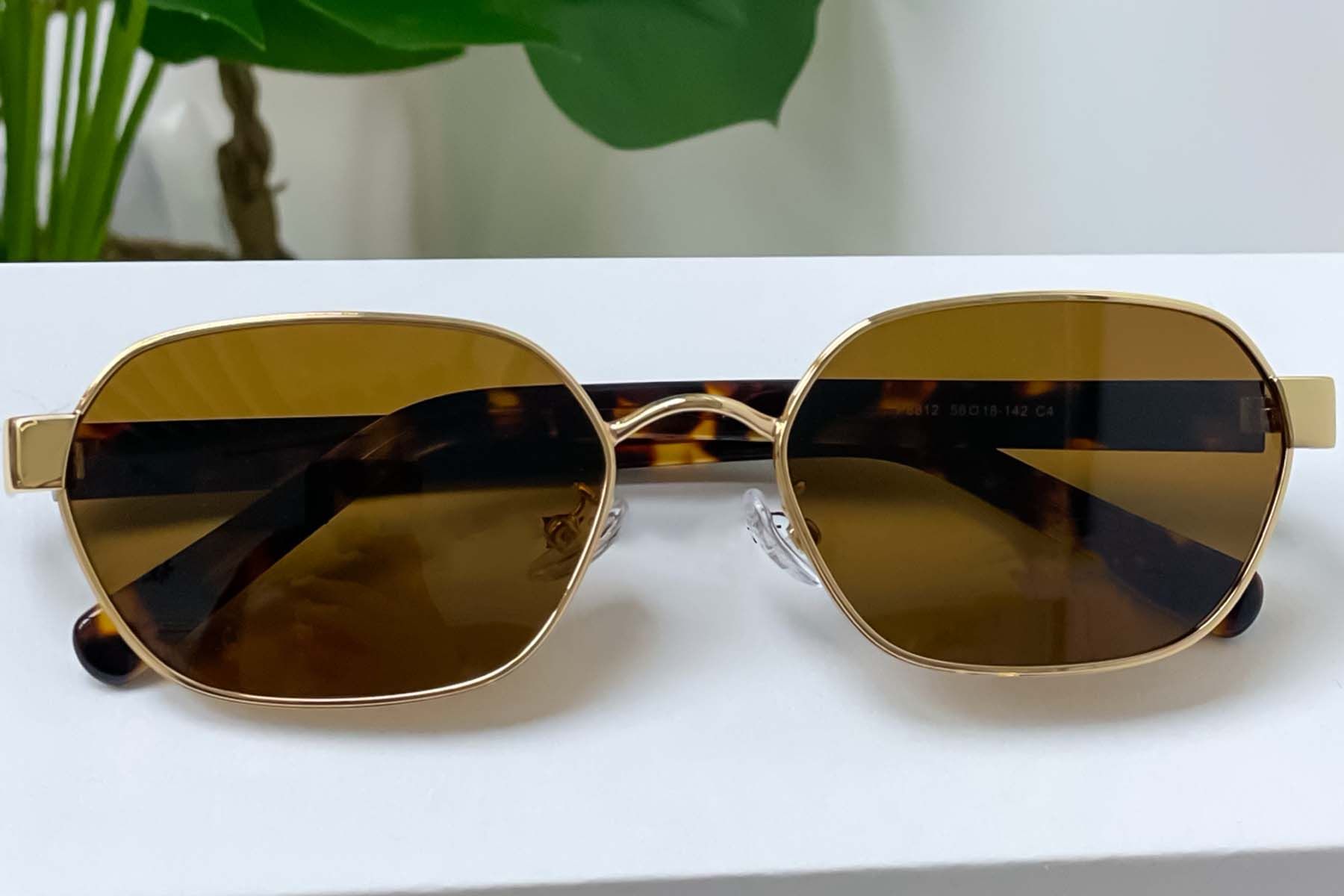 Geometric Golden Metal Sunglasses #BS0824-0069
