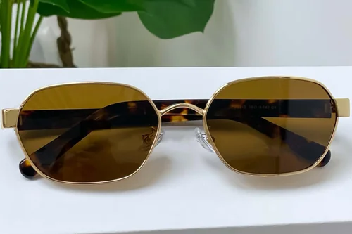 Lunettes de soleil géométriques en métal doré #BS0824-0069