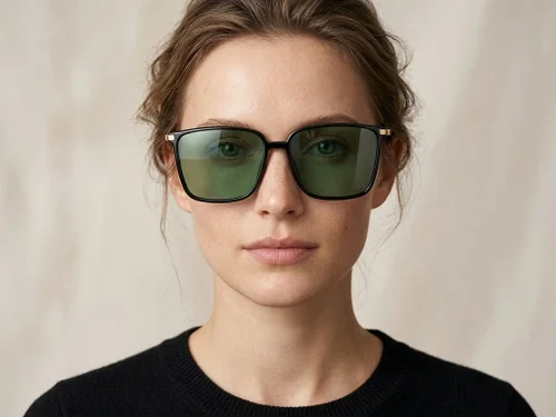 Lunettes de soleil rectangulaires noires TR90 #BS0824-0071