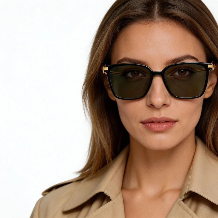 Gafas de sol rectangulares TR90 negras #BS0824-0071
