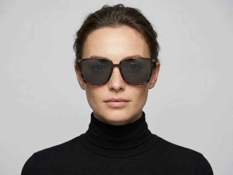 Gafas de sol rectangulares TR90 con diseño de carey #BS0824-0072