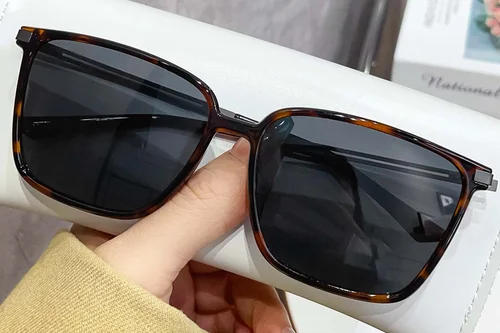 Lunettes de soleil rectangulaires en écaille de tortue TR90 #BS0824-0072