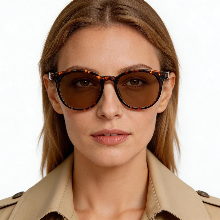 Lunettes de soleil ovales écaille de tortue TR90 #BS0824-0075