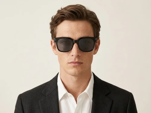Lunettes de soleil rectangulaires noires TR90 #BS0824-0076