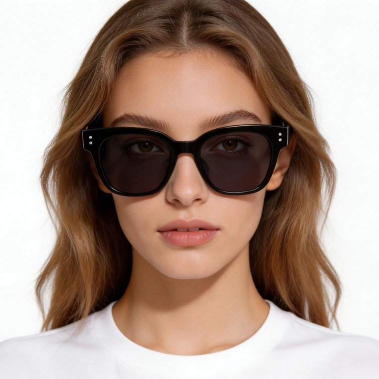 Lunettes de soleil rectangulaires noires TR90 #BS0824-0076