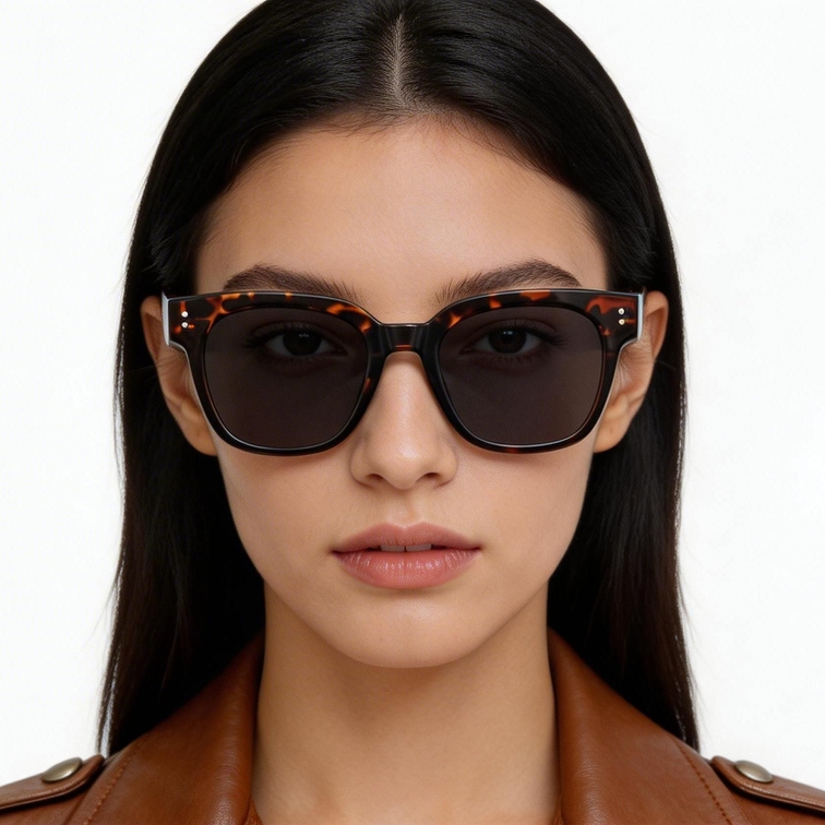 Gafas de sol rectangulares TR90 con diseño de carey #BS0824-0080