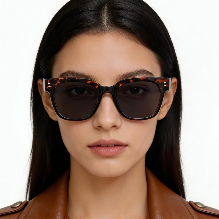 Rectangular Tortoiseshell TR90 Sunglasses #BS0824-0080